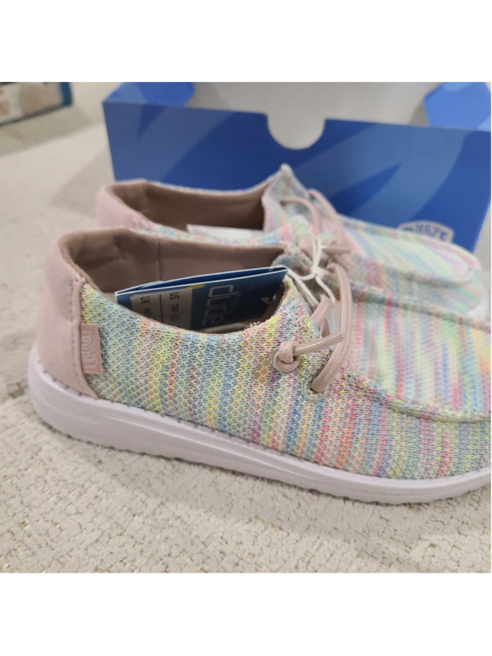 NEW Hey Dude size 10 Toddler Pink Wendy Stretch Sox Moc Shoes Pastel Rainbow - Picture 8 of 11
